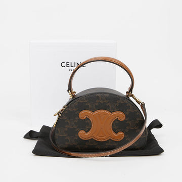 CELINE Trio Canvas Half Moon Case Crossbody Bag Tan 159166525 [P]
