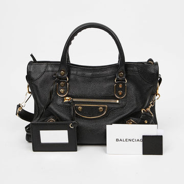 Balenciaga Small Leather Metallic Edge Classic City Black Tote and Shoulder Bag 159711840 [P]