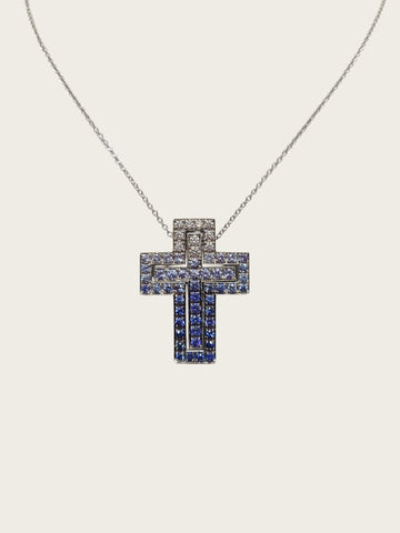 Damiani White Gold Diamond Sapphire Belle Epoque Iceberg Large Necklace 159888944 [P]