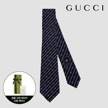 GUCCI インターロッキング ネクタイ ネイビー イエロー 764965 147444759 [P]