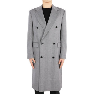Lardini Men's Checked Long Coat (Gray) 40407E 61607 930 71050713 [P]
