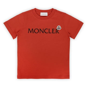 MONCLER Kids Lettering Logo Patch T-Shirt (Dunkelrot) 8C00003 89AFV 365 93993615 [P]