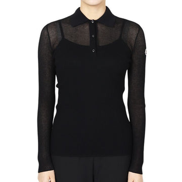 MONCLER Damen Logo Baumwollmischung Strick-PK Langarm (Schwarz) 9A00005 M1732 999 133567024 [P]