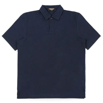 LORO PIANA Herren Baumwoll-PK T-Shirt (Blau Navy) FAO5994 W000 156793740 [P]