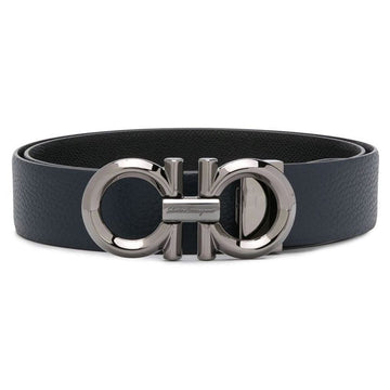 Salvatore Ferragamo 25SS Double Gancini Reversible Belt Blue Black 67-9939 0735908 140500711 [P]