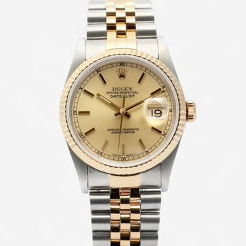 ROLEX Datumjust 36 Rail Champagne Gold Zifferblatt Herren Kombi Uhr 1993 159913261 [P]