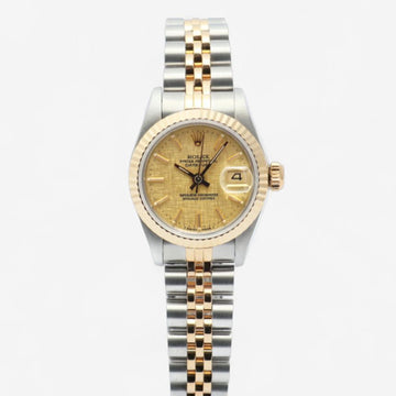 ROLEX デイトジャスト 26 ボカシ リネン シャンパンゴールドダイヤル 女性用 コンビ 時計 1988年製 159913282 [P]