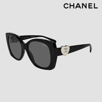 CHANEL ハート サングラス スクエア ホワイトロゴ CH5519 A71589 C501S4 142727155 [P]
