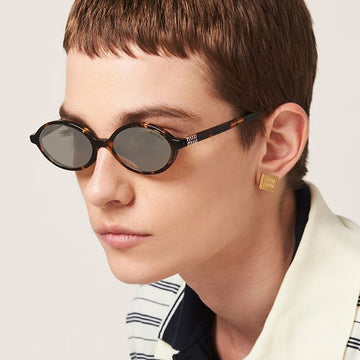 Miu Miu Sunglasses SMU04Z VAU 07F Mirrored Leopard Round Acetate 93890315 [P]