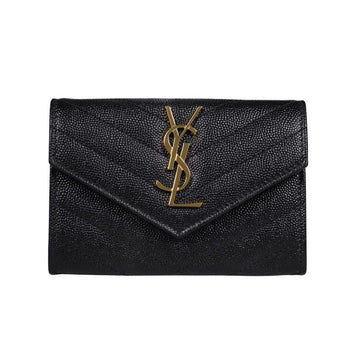 SAINT LAURENT レディース 二つ折り財布 ゴールドロゴ ブラック 414404 129086032 [P]
