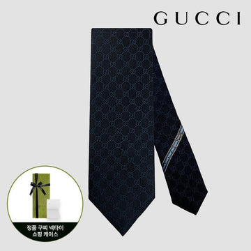 Gucci Silk Tie GG Pattern Black Navy 4B002 1068 456520 127647725 [P]