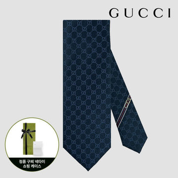 Gucci Silk Tie GG Pattern Navy 456520 4B002 4168 127647723 [P]