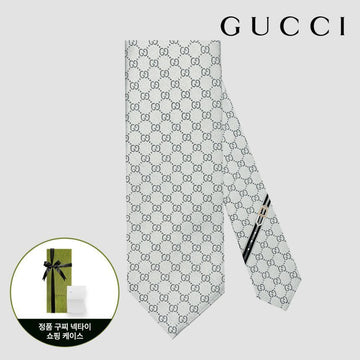 GUCCI Seidenkrawatte 456520 4B002 1962 GG-Muster Silber 127476645 [P]