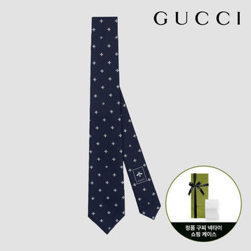 GUCCI ハチ シルク ネクタイ 456526 4E002 4078 ネイビー 127476218 [P]