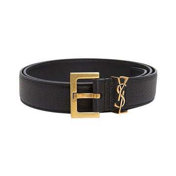 SAINT LAURENT メンズ ベルト 634440 DTI0W 1000 ゴールドロゴ 127470823 [P]