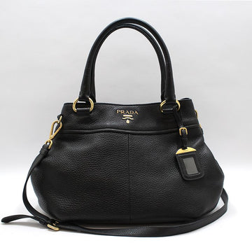 Prada Black Vitello Daino Gold Logo Shoulder Bag BN1777 160070188 [P]