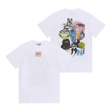 GANNI Damen T-Shirt mit Kurzarm T4157 151 151056142 [P]
