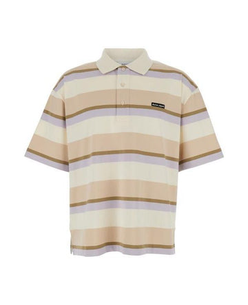 Maison Kitsune Stripe Oversized Polo Short Sleeve OM00206KJ7019 0233 151061455 [P]