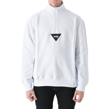 MSGM Breast Patch Half Zip Sweatshirt White 3340MM77 227799 01 151812305 [P]
