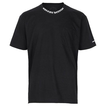 CHROME HEARTS Schwarz Weißes T-Shirt mit Script-Logo und Tasche 160071640 [P]