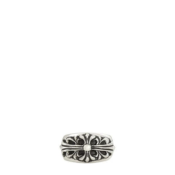 CHROME HEARTS Silberne florale Kreuzring 160071752 [P]