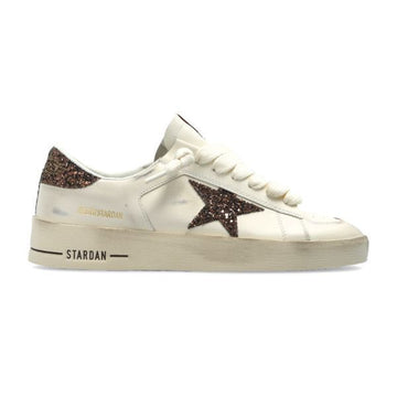 GOLDEN GOOSE 26SS スタータン スニーカー ホワイト レザー & ブラウン グリッター スター 156787643 [P]