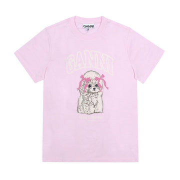 Ganni Short Sleeve T-Shirt with Poodle Logo 153845454 [P]