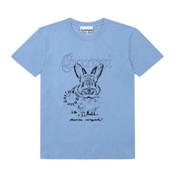Ganni Short Sleeve T4155 326 Bunny Logo Print Women's T-Shirt 140027853 [P]
