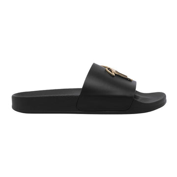 GIUSEPPE ZANOTTI 金色のロゴスライドサンダル ブラック RM90068 007 154327153 [P]