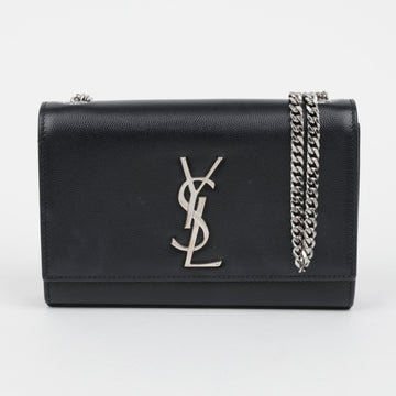 SAINT LAURENT スモールレザー チェーンショルダーバッグ ブラック シルバー 158672834 [P]