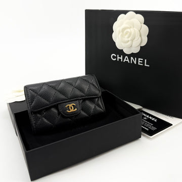 CHANEL Classic Caviar Card Holder Gold 160079674 [P]