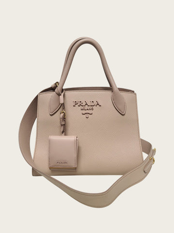 PRADA Saffiano Monochrom Umhängetasche in Rosa Beige Small 160079801 [P]