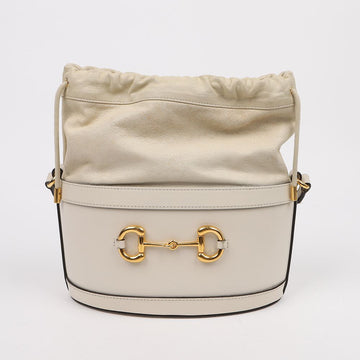 GUCCI Horsbit 1955 Leder Weiß Bucket Bag 159753230 [P]