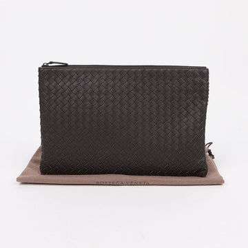 Bottega Veneta Intrecciato Leather Clutch Dark Brown 159760216 [P]
