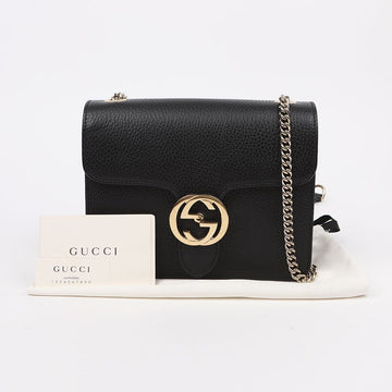 GUCCI Interlocking GG Kleine Kettenhandtasche Schwarz mit goldener Hardware 159761337 [P]