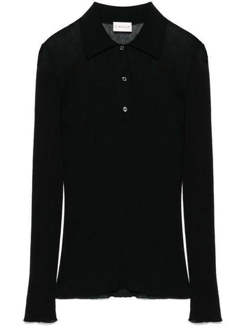 Moncler Logo Patch Rib Cotton Blend Polo Shirt 9A00005 M1732 999 142645875 [P]
