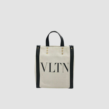 Valentino Canvas Mini Tote Bag Natural Black B0K37FWBEX9 160081435 [P]