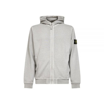 Stone Island Hooded Zip Jacket with Patch in Pearl Grey 155183438 [P]