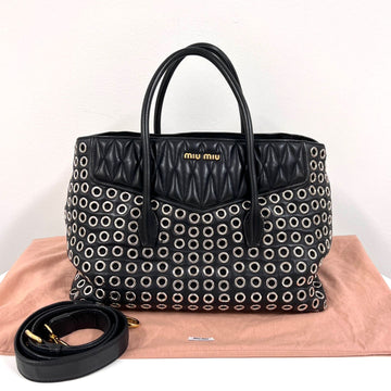 MIU MIU Biker Punching Tote & Schultertasche Schwarz 160091594 [P]