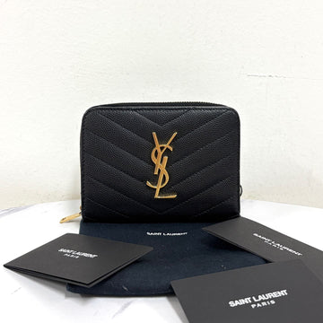SAINT LAURENT モノグラムコンパクトジッパー3段財布 ブラック (403723) 160091695 [P]