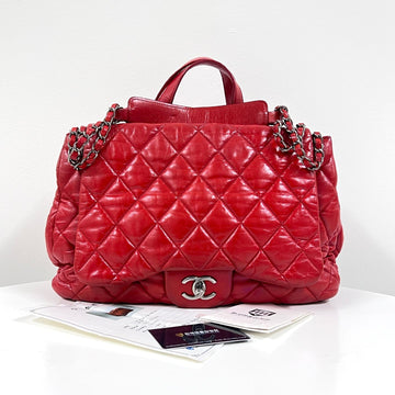 CHANEL Doppelte Klappen-Chain-Tote- und Schultertasche Rot 160092646 [P]