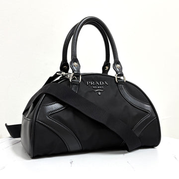 PRADA Nylon Logo Bowling Tote & Schultertasche Schwarz 160092684 [P]