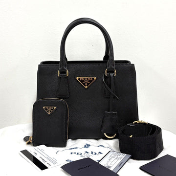 PRADA Saffiano Galleria Lux Mini Tote Bag Schultertasche Schwarz (1BA296) 160092702 [P]