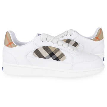 BURBERRY レディース チェック テラス レザー スニーカー (ホワイト/サンド) 8108654 A1464 153083847 [P]