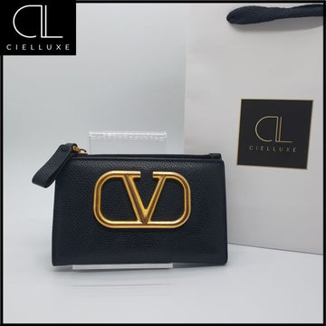 VALENTINO V-Logo goldfarbener Reißverschluss-Kartenhalter 160104480 [P]