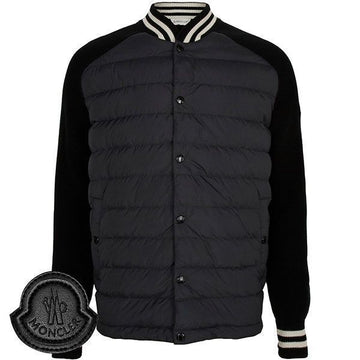 Moncler Black Logo Knit Mix Goose Down Jacket 9B00011 M1367 999 149691267 [P]