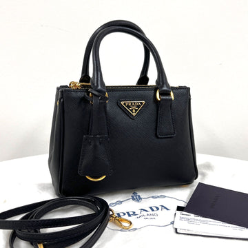 PRADA Saffiano Mini Lux Tote- und Crossbody-Tasche Schwarz (1BH907) 160105502 [P]