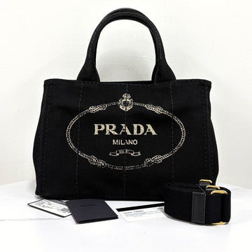 PRADA Kanapa Canvas Tote-Bag & Schultertasche Schwarz (1BG439) 160106375 [P]