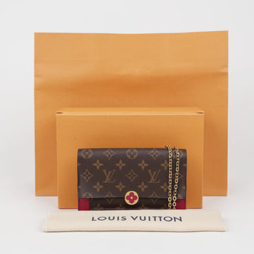 Louis Vuitton Monogram Fleur Chain Wallet Crossbody Bag Red 159885944 [P]