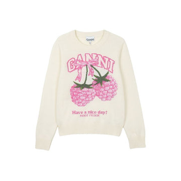 Ganni Graphic Wool Sweater White 153849103 [P]